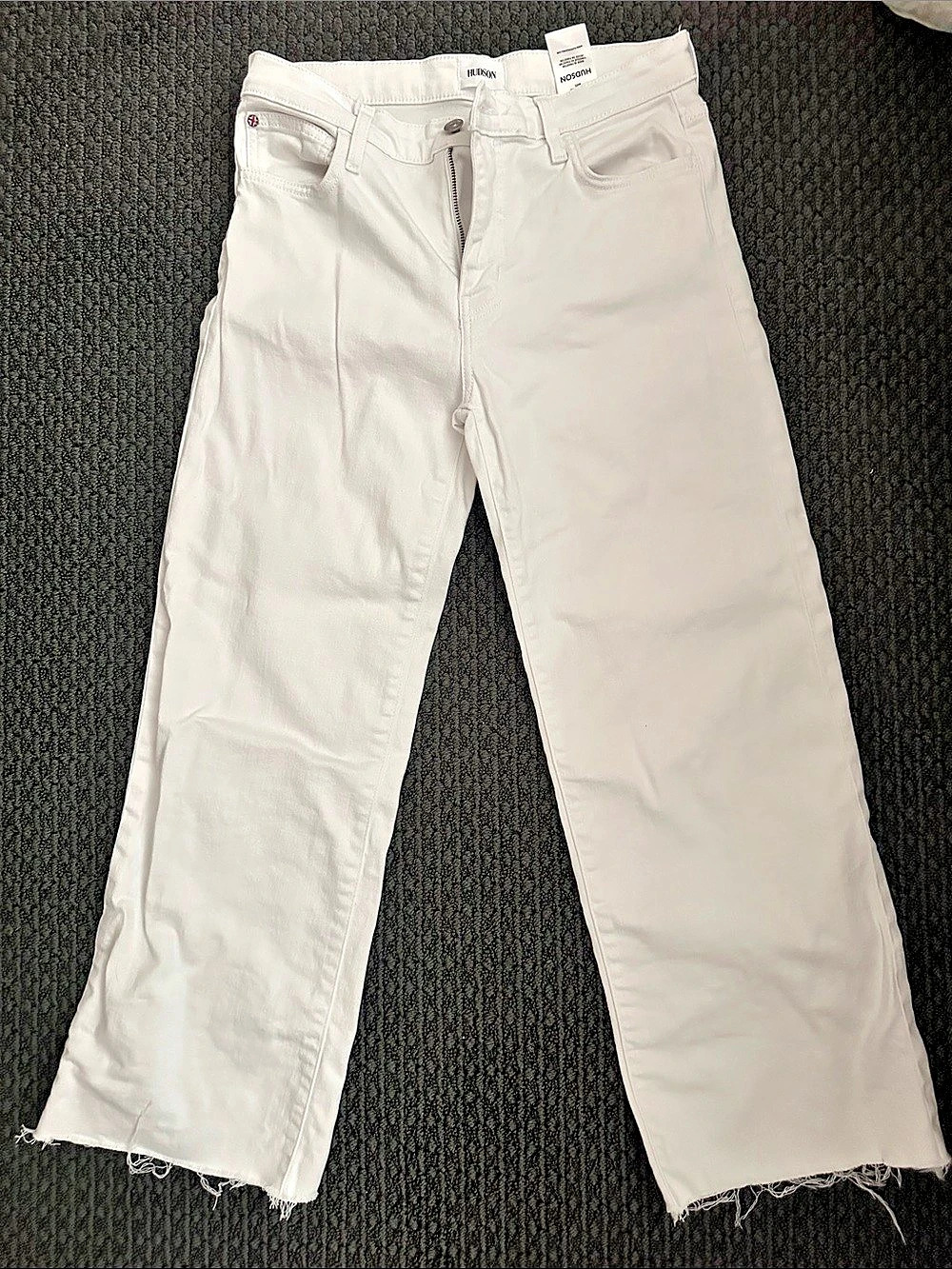 Hudson Rosalie White Raw Hem Jeans Waist 27